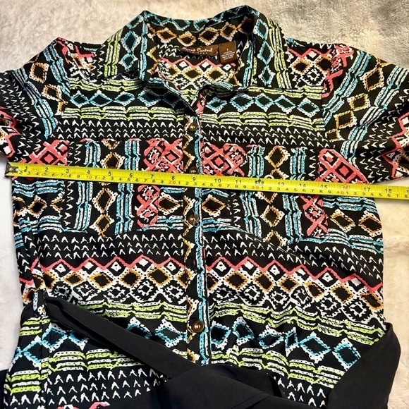 Speed Control Dress Small Black Geometric Pattern Hot Pink Teal Green White - Picture 11 of 16